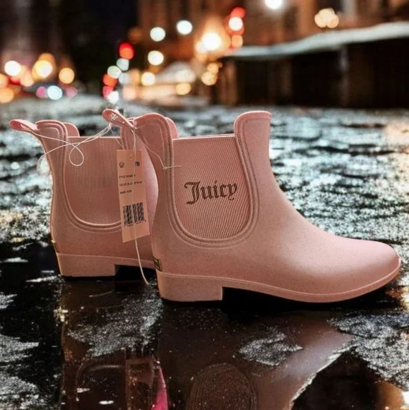 Juicy Couture Pink Women's Ankle Rain Boots - Picture 1 of 7